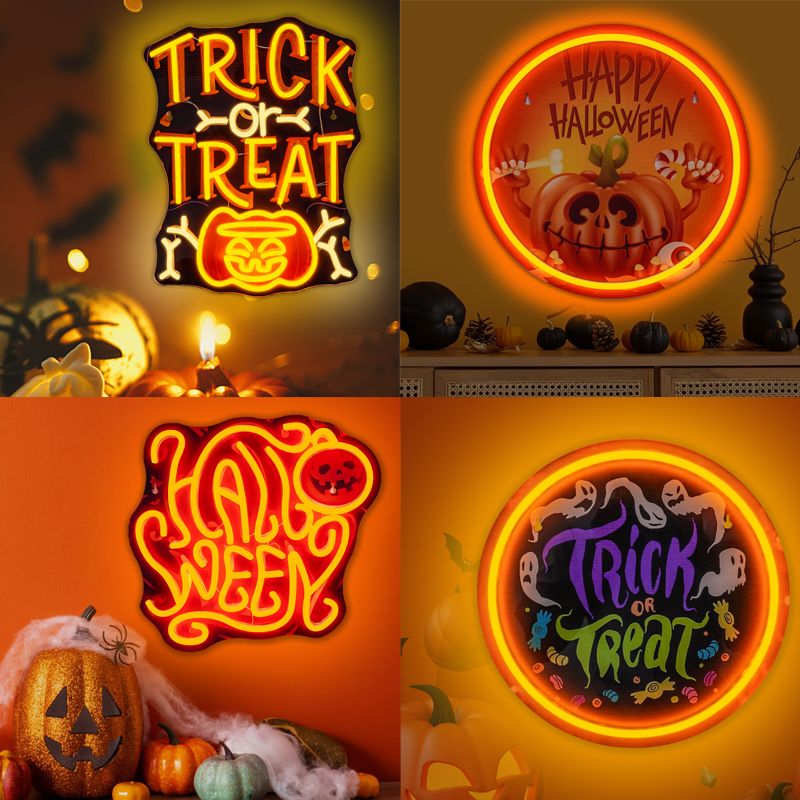 Commercial Wall Printing - Halloween Trick or Treat Pumpkin Neon