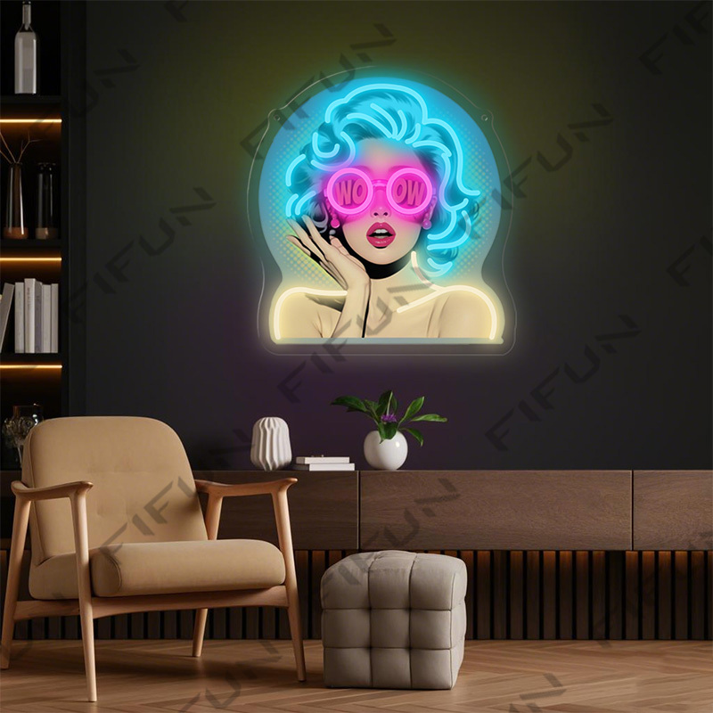 WOW Curl Girl Neon Sign UV Pri - đánh giá và giá Commercial Wall Printing
