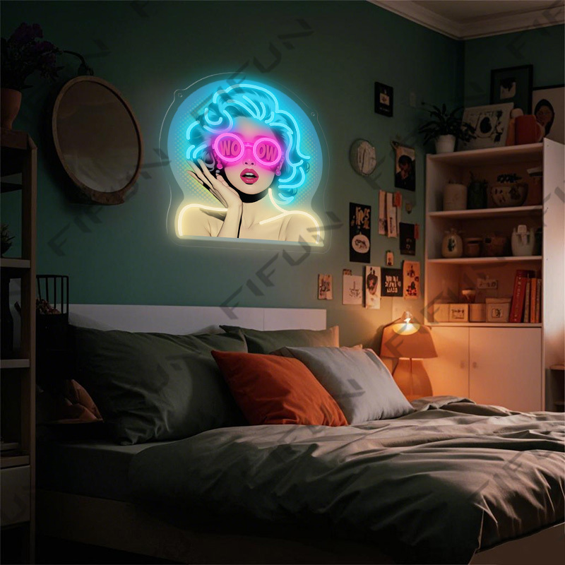 WOW Curl Girl Neon Sign UV Pri - đánh giá và giá Commercial Wall Printing
